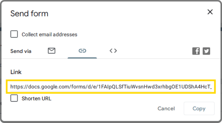 Sharable link on Google Form