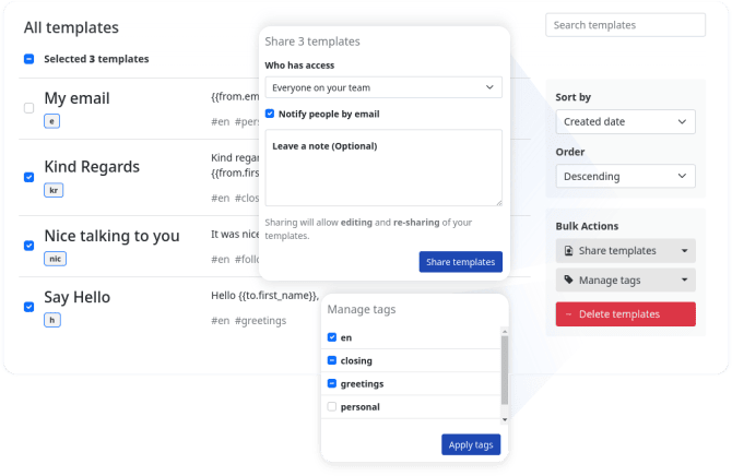 Details of the redesigned template list page