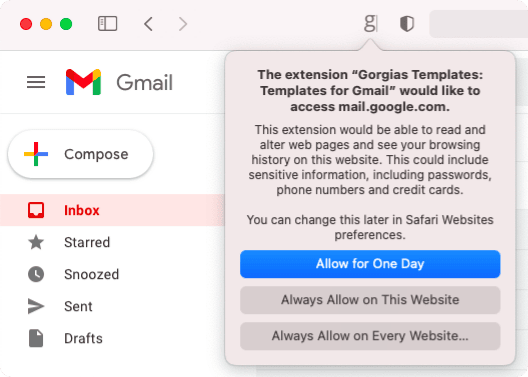 Gorgias Templates extension permissions