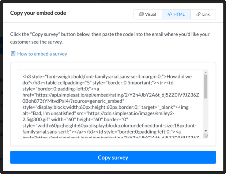 HTML embed snippet from Simplesat