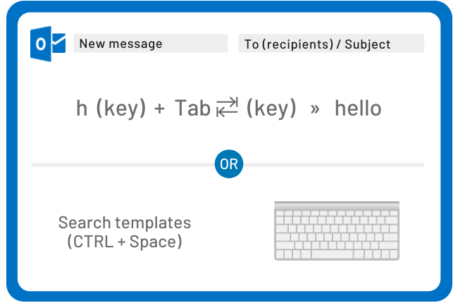 Insert templates using keyboard shortcuts or the Briskine Dialog.